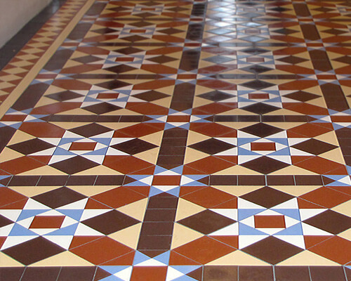 Reproduction Victorian hall floor tiles.