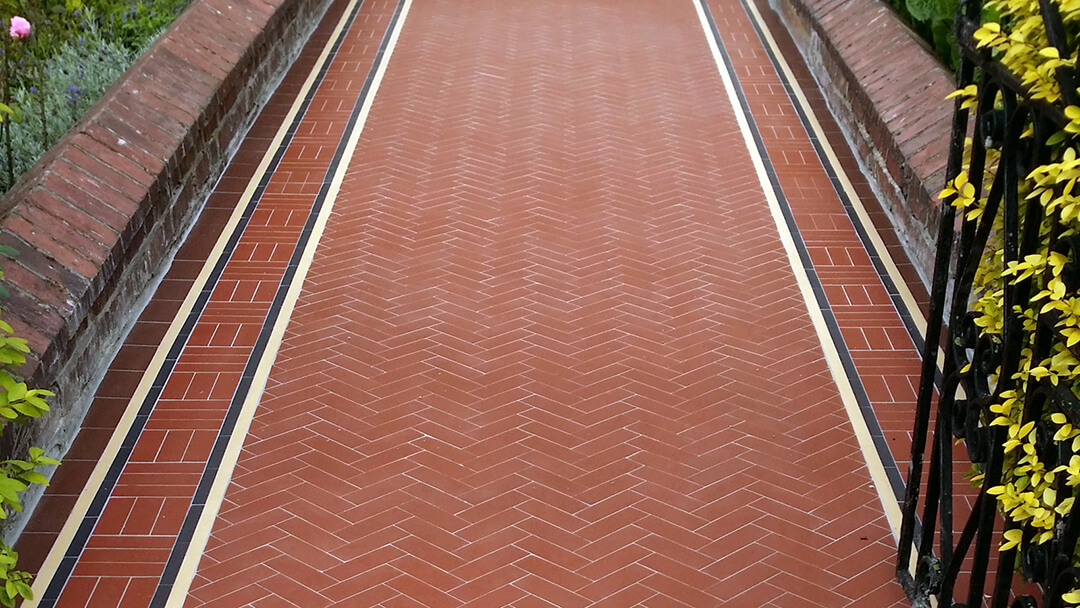 Edwardian red herringbone tiles