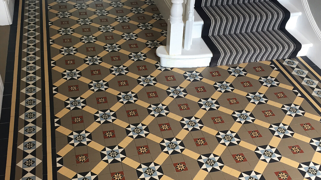 Victorian encaustic hall floor tiles. Traditional Victorian Encaustic Tiles