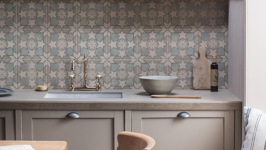 Mezzo Nocturne tiles as kitchen splash back