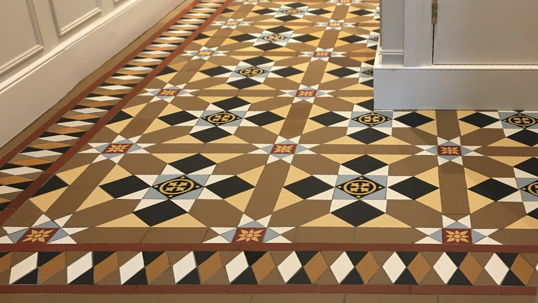 Restored and extended period floor tile design.