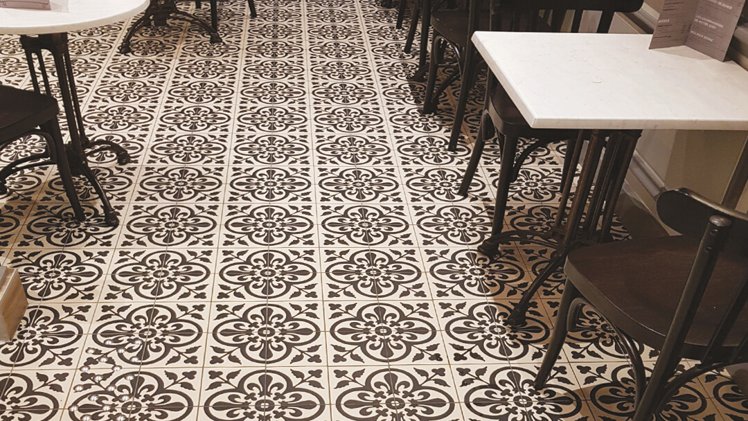 Anvers design 150mm encaustic floor tiles. Photograph courtesy of Winckelmans.